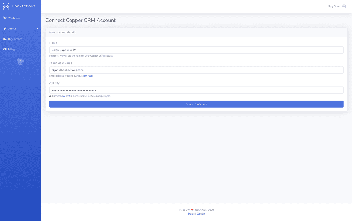 Copper CRM accounts