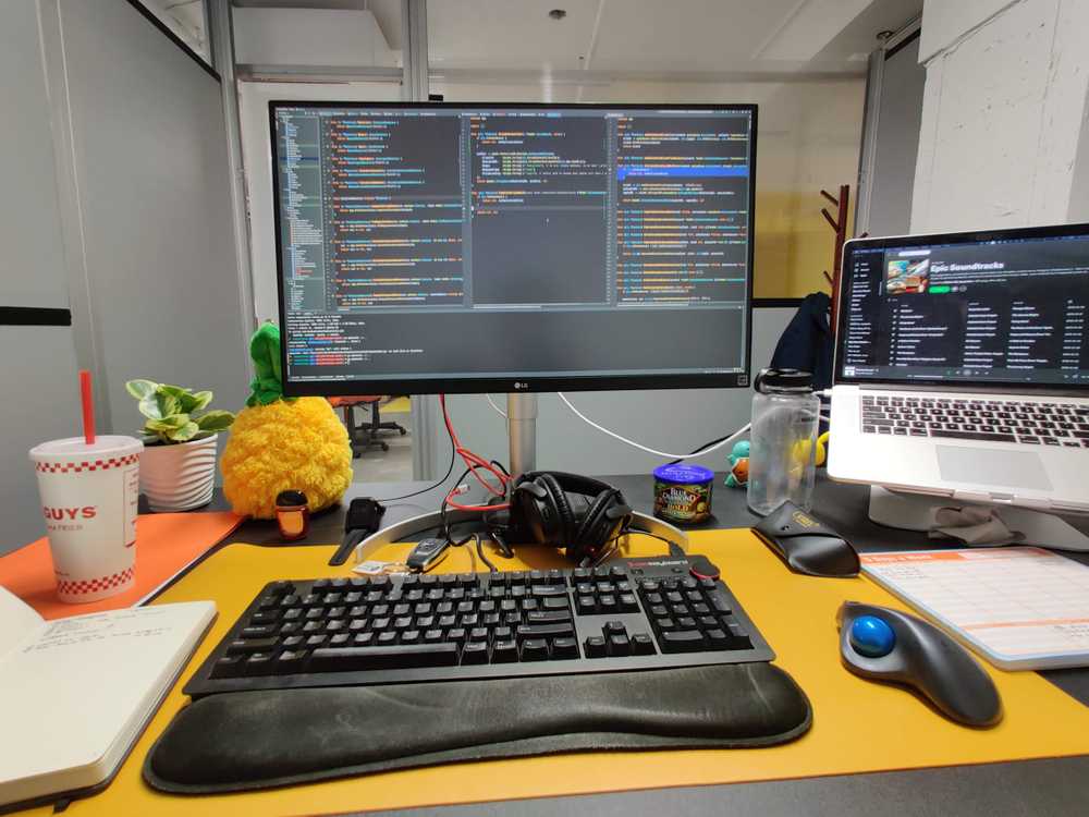 computer desktop with keyboard and mouse