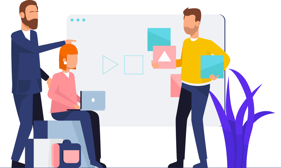 people working together at whiteboard